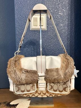 Authentic Vintage Coach Bag With Fur & Monogram - Rare!